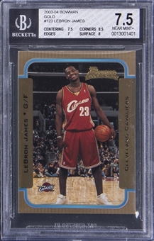 2003-04 Bowman Rookies And Stars Gold #123 LeBron James Rookie Card - BGS NM+ 7.5